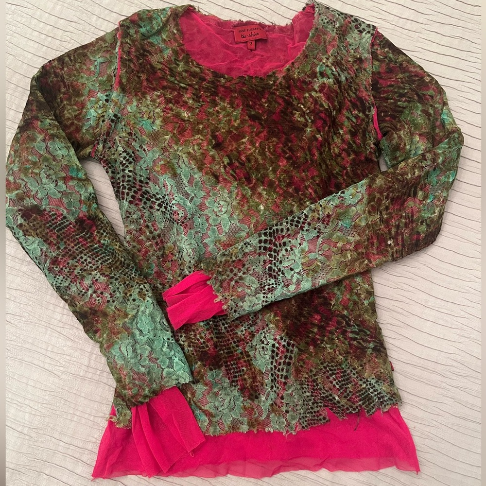 Paris designer! Lovely mesh & lace top fr Marais boutique Anne Elizabeth Size 2